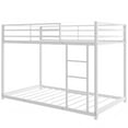 thumbnail image 3 of Twin Over Twin Metal Bunk Bed, Heavy Duty Low Bunk Bed with Safety Guard Rails and Ladder (White), 3 of 6