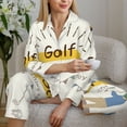 thumbnail image 6 of Lsque Golf Icons And Golfer Pattern Long Sleeve Pajama Set for Women - Soft 2-Piece Sleepwear and Loungewear Set with Pockets, Comfy Nightwear-Large, 6 of 7