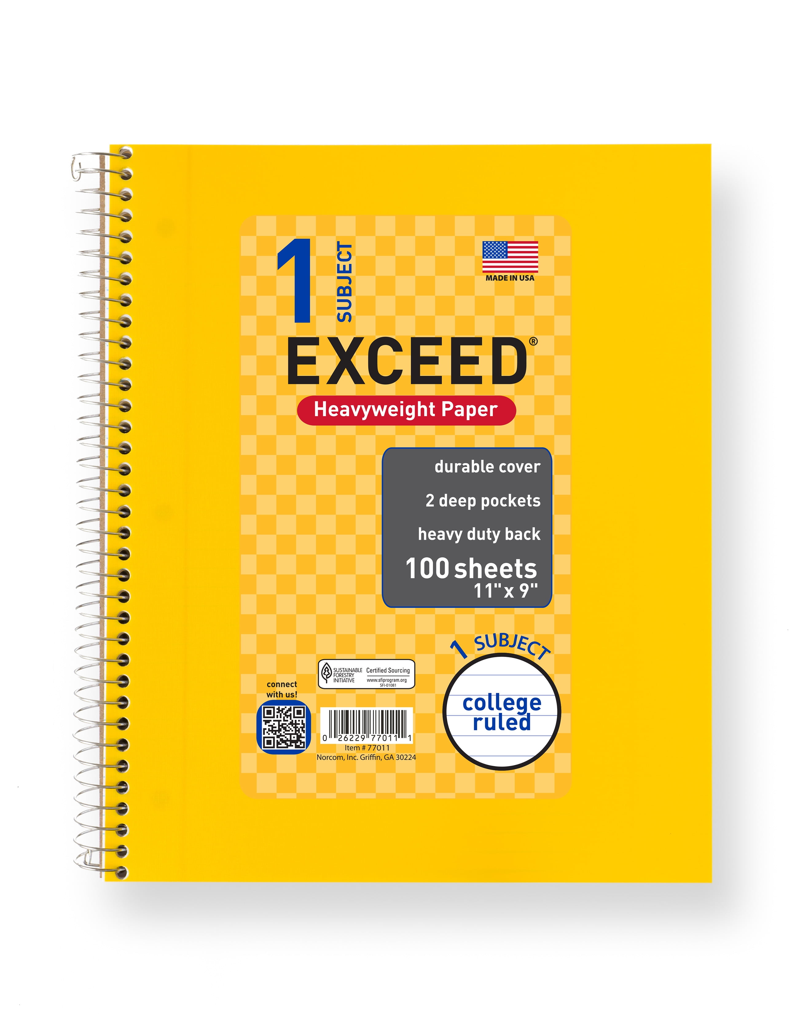 Exceed 1 Subject 100 Count Notebook, Yellow Mustard, 11' x 9', College Ruled