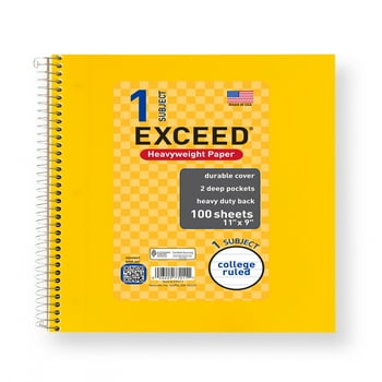 Exceed 1 Subject 100 Count , Yellow Mustard, 11" x 9", College Ruled