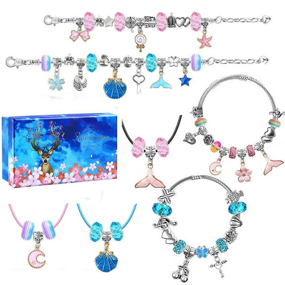 Jewelry Making Easy to Use Bracelet Making Kit with Various Beads and Charms Lovable Charm Bead Bracelet Making Kit Crafts for Girls or as Gifts for 5 6 7 8 9 10 11 12 13 Year Old Girl stylish