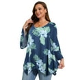 thumbnail image 5 of LATWIIV Womens Round Neck 3/4 Sleeve Tops Basic Button T-Shirts Solid Loose Cute Tunic Tee Blouses Fit Pullover A-SteelBlue32 3X, 5 of 7