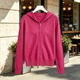 thumbnail image 5 of WQNVRNR Womens Hooded Cardigan- Zip Up Long Sleeve Fall Winter Casual Warm Outerwear Hot Pink Size L, 5 of 6