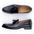 thumbnail image 3 of Loafers for Men Tassel New Style Shoe Men's Cowhide Handmade Sewing Casual Wedding Party Slip on Pointed Dress Shoes Man Black 8, 3 of 4