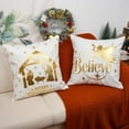 thumbnail image 2 of Christmas Pillow Covers 16x16 Inch Set of 4 Glitter Nativity Religious Pillow Case White Christmas Xmas Winter Home Decor Living Room House Decorative Cushion Case for Sofa Couch, 2 of 6