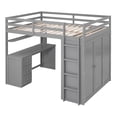 thumbnail image 6 of Harper & Bright Designs Full Loft Bed with Desk and Wardrobe, Solid Wood Loft Bed Frame with Storage Drawers for Teens Adults, Gray, 6 of 13