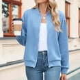 thumbnail image 2 of felwors Womens Bomber Jacket Zip Up Casual Jackets Lightweight Trendy Outerwear Coat with Pockets Blue, S, 2 of 7