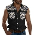 thumbnail image 3 of VBTAPA Cargo Shirts for Men with Pockets Button Down Collar Sleeveless Aztec Printed T Shirt Quick Dry Outdoor Athletic Hiking Tops Sales of the Day Black L, 3 of 6