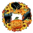 thumbnail image 1 of Bearachild Guirnalda de la puerta de la cosecha de otoño con el ornamento decorativo de la calabaza de la puerta del gato negro Señal de la puerta de Kits de decoración para fiestas Bearachild HA013457-00, 1 of 6