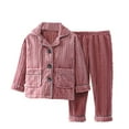 thumbnail image 1 of cfhntfmh Toddler Baby Fleece Set Winter Button Pullover Tops Pants Two Piece Fuzzy Set Boys Girls Clothes, 1 of 2