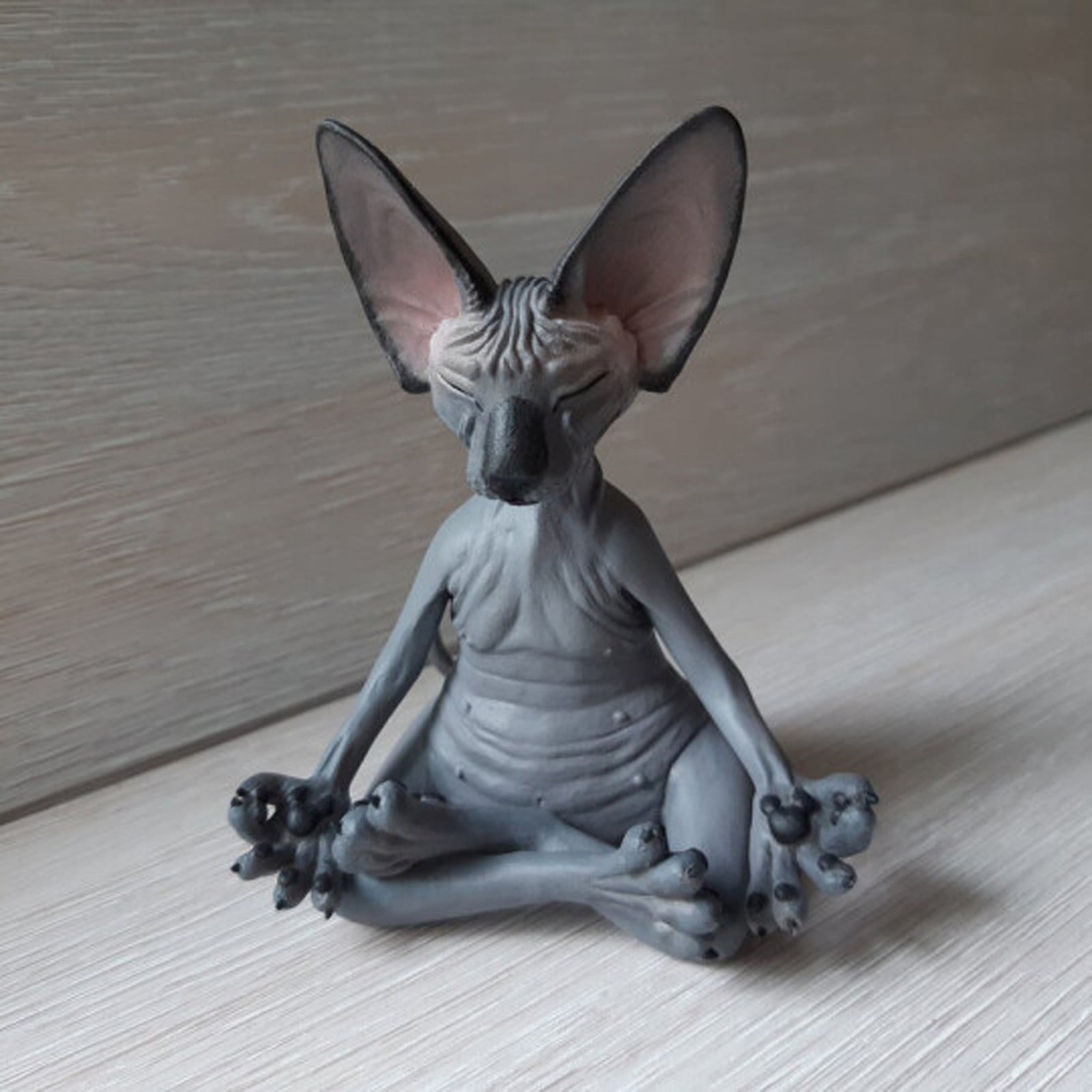 Sphynx Cat Meditate Collectible Figurines Miniature Handmade Garden Decor Gift 