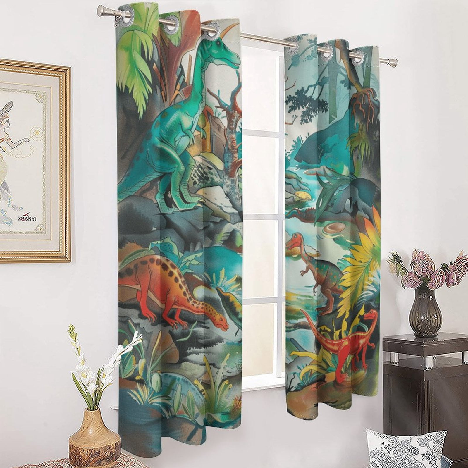 Jurassic Dinosaur Window Curtain Panels Grommet Blackout Curtains Blackout Curtains for Living Room