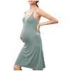 thumbnail image 1 of QIUOMBBP Robes de Maternité pour Femmes Sans Manches à Bretelles Spaghetti Robe Midi en Modal avec Soutien-Gorge Intégré Ample Tenue de Nuit de Grossesse Vert G, 1 of 1