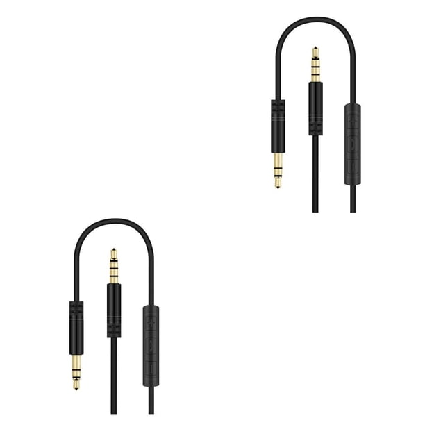 Conector de Cable auxiliar Injueey para auriculares de ordenador de coche con micrófono negro 2piezas