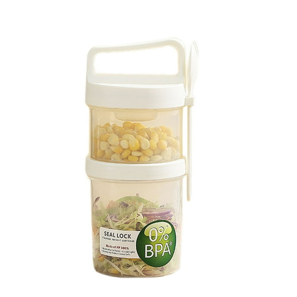 Juego De Tazas Portátiles Para El Desayuno: 560 Ml + 360 Ml Para Frutas, Avena, Yogur, Leche, Etc. | Perfecto Para Estudiantes Y Picnics Al Aire Libre | Incluye Cuchara Y Diseño.