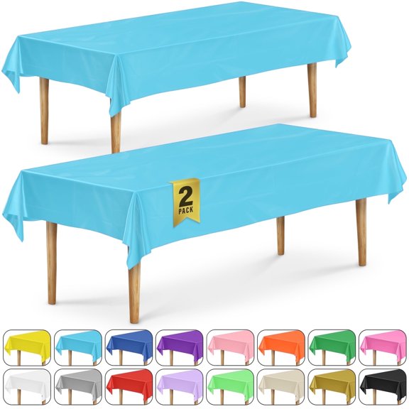 DecorRack 2 Rectangular Tablecloths -BPA- Free Plastic, 54 x 108 inch, Reusable Table Cover, Turquoise (2 Pack)