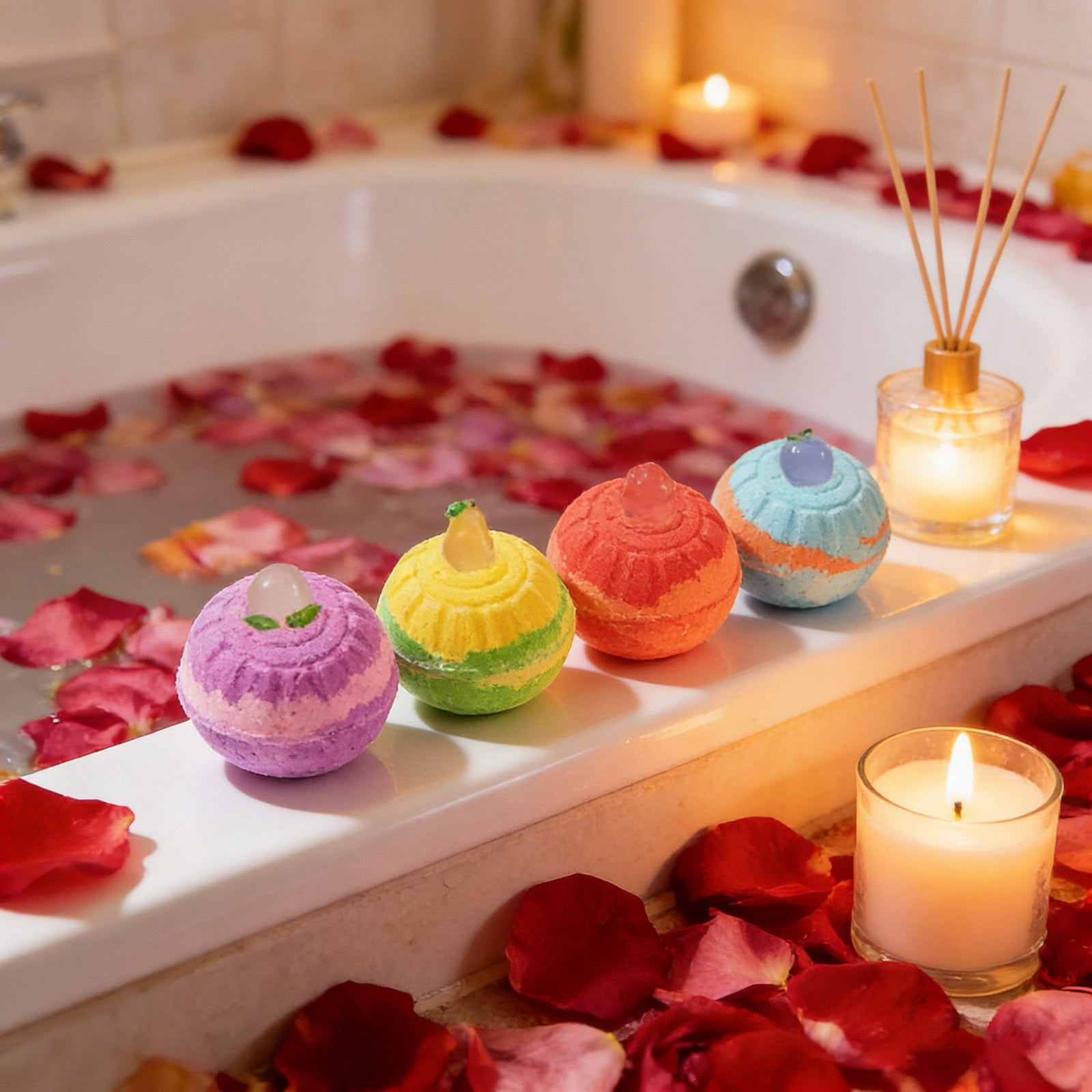 Kieccall 12 Pack Fruit Scent Bath Bomb Fizzy Bubble Balls For Home Spa Bathroom Aromatic Relaxation Body Cleansing Bath Use Gift