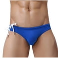 thumbnail image 2 of Summer Saving! WRKEKC Swimming Trunks for Men,Men Fashion Solid Underwear Low Rise Bikini Trunks Tie Fly Strap Briefs Swim Shorts, 2 of 8