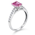 thumbnail image 3 of Gem Stone King 10K White Gold Pink Moissanite and Lab Grown Diamond Engagement Ring for Women | Emerald Cut 7X5MM | 1.18 Cttw | Available in Size 5, 6, 7, 8, 9, 3 of 4