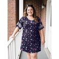 thumbnail image 4 of MINTREUS Women's Plus Size Nightgown Short Sleeve Nightshirt V Neck Sleep Shirt Loose Loungewear Casual Sleepwear 1X-5X, 4 of 9