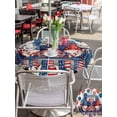 thumbnail image 5 of Outdoor Tablecloth with Umbrella Hole for Patio/Picnic/Party/Camping, Independence Day Gnomes Waterproof Table Cloth Round Cover Washable, Blue Truck Balloons Firework (Dia 60"), 5 of 9