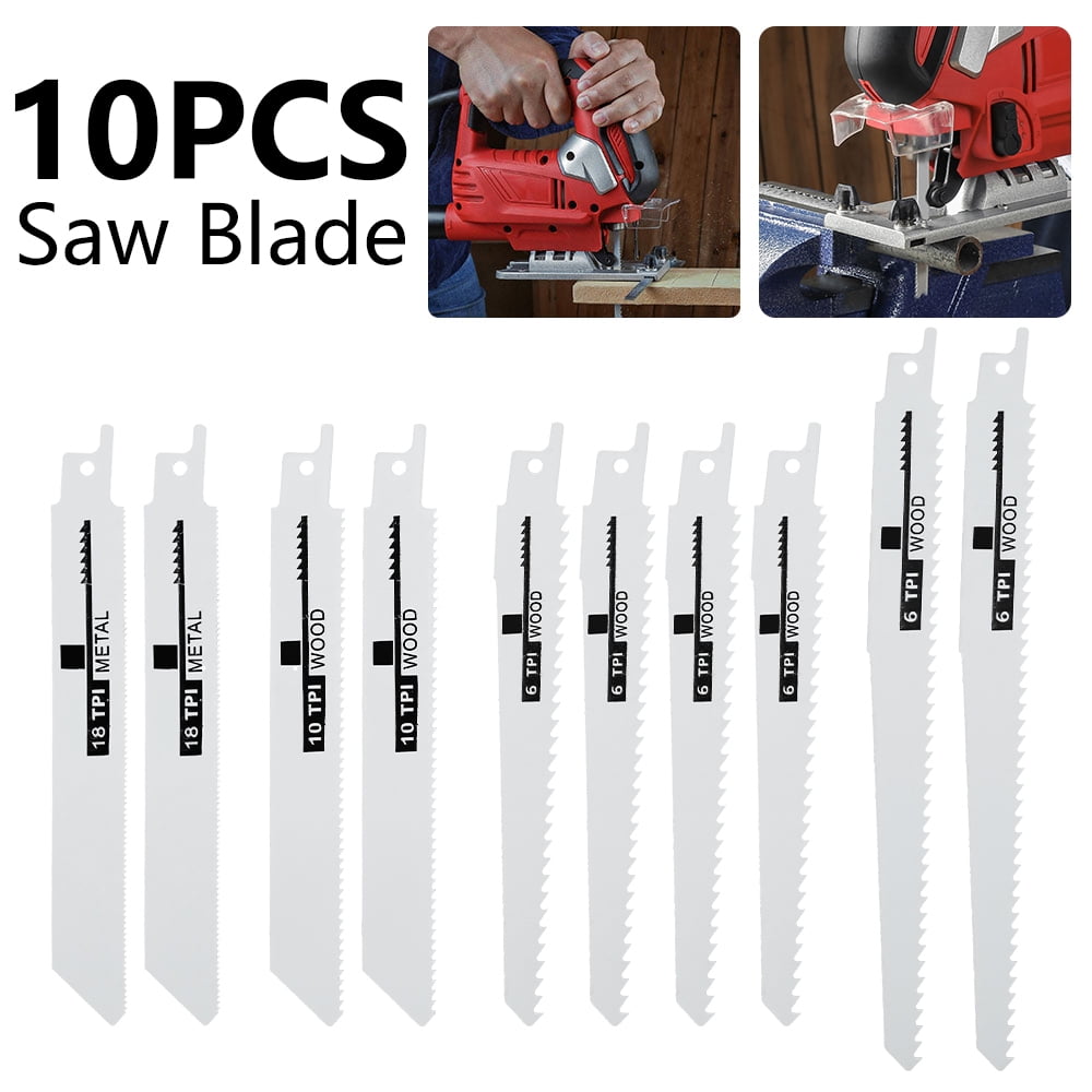 10PCS 6"/8" 6/10/18TPI Reciprocating Saw Blades Electric Metal Wood Pruning 