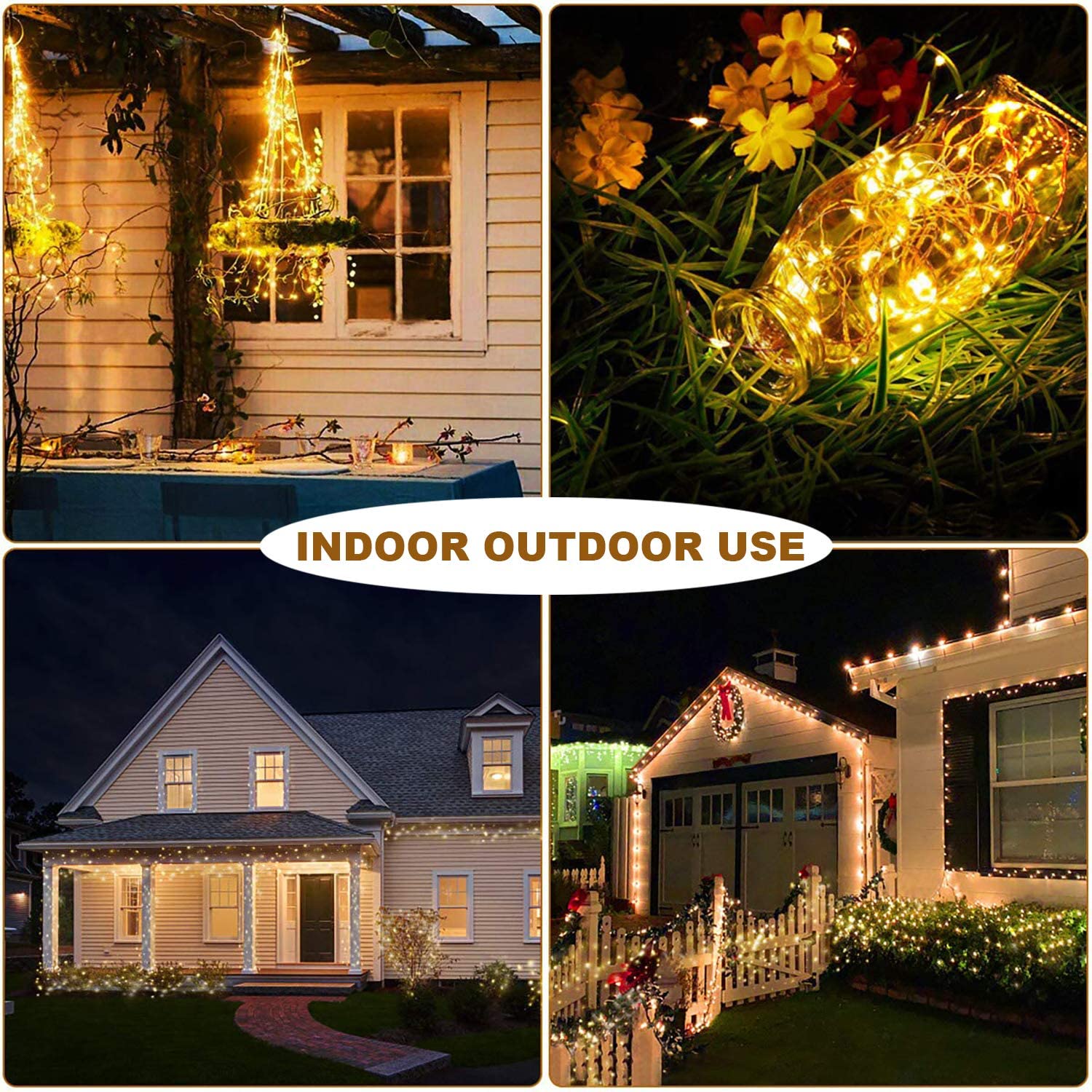 GLUAAE 33 Feet 100 LED Fairy Lights, Warm White, 4-Pack photo 4
