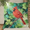 thumbnail image 3 of Happy Red Cardinal Welcome St Patrick's Day Lucky Shamrocks Clover Quilt Blanket Wild Birds Lover Cozy Comforter Throw Blanket - 22001, 3 of 5