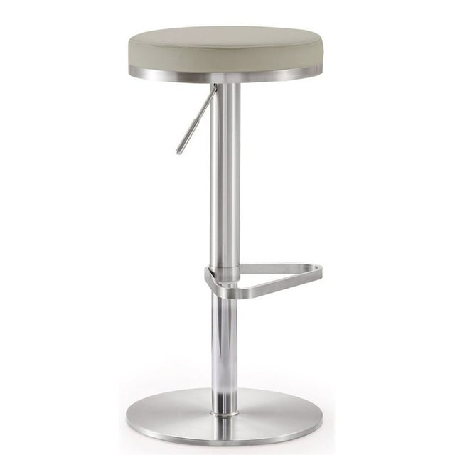 TOV Furniture Fano 32" Contemporary Fabric/Stainless Steel Barstool in Gray