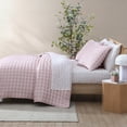 thumbnail image 3 of City Scene Woven Grid Pink Reversible 3 Piece King Quilt Set, 3 of 12