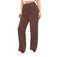 thumbnail image 5 of Wide Leg Sweatpants Women Baggy Fleece High Waisted Cotton Sweatpants Full Length Lightweight Athletic Workout Pants Coffee M, 5 of 8