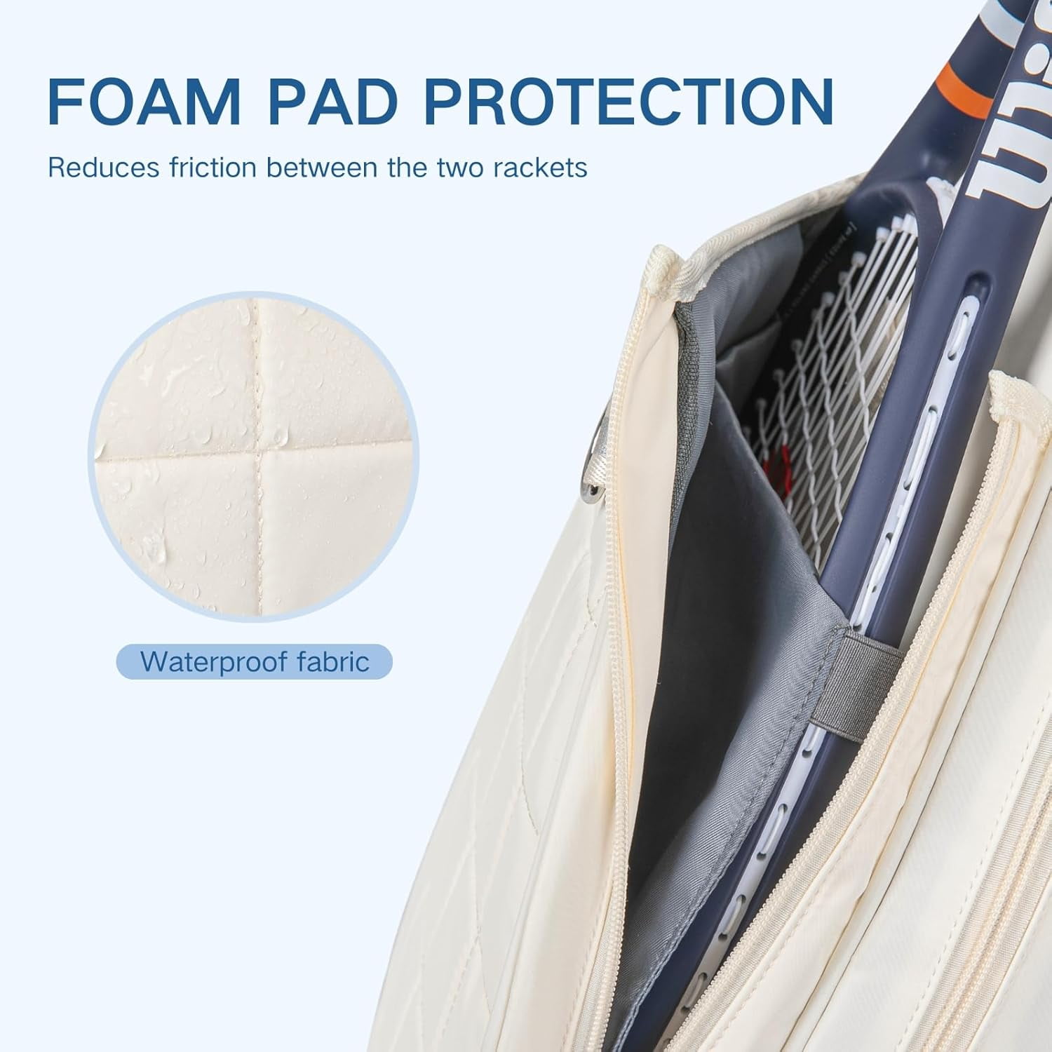 Quilted Tennis Backpack for 2 Rackets, Slim & Lightweight Waterproof Sling Bag for Tennis, Pickleball, Padel, Crossbody Sport Bag for Men & Women