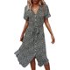 thumbnail image 1 of Txlixc, vestido a media pierna con botones para mujer, vestido de verano bohemio, manga corta, estampado floral, volantes, cinturón, línea A, vestido suelto de camisa Txlixc Estilo de ocio, 1 of 10