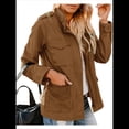 thumbnail image 1 of Chaqueta Utilitaria de Otoño para Mujer: Cuello Alto, Color Liso, Corte Holgado, de Cremallera y Múltiples Bolsillos Marrón M, 1 of 8