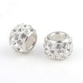thumbnail image 1 of HLONK Alloy Rhinestone European Beads  Large Hole Beads  Rondelle  Platinum Metal Color  Topaz  11x6mm  Hole  5mm, 1 of 2