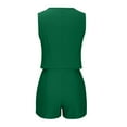 thumbnail image 6 of Htigea Women's Summer 2 Piece Outfits Sleeveless Matching Sets Button Down V Neck Vest Waistcoat and Pockets Shorts Fall Savings Green,S, 6 of 6