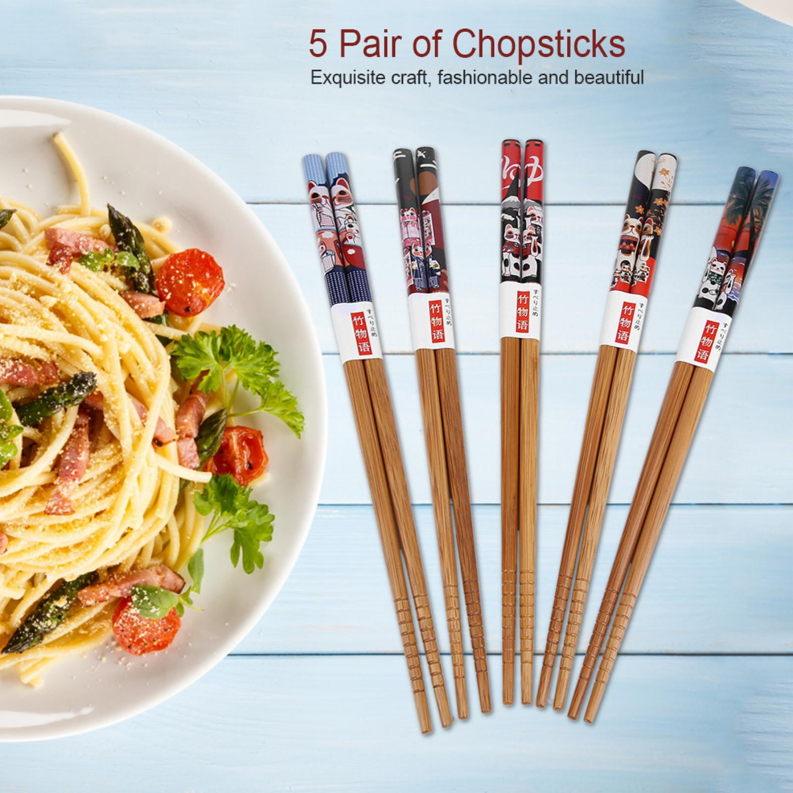 5 Pairs Long Chopsticks Ceramic Delicate Chopsticks for Sushi