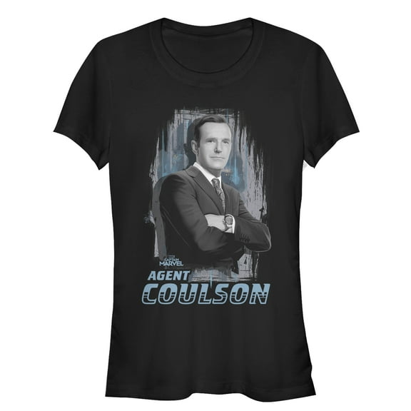 Junior's Marvel Captain Marvel Agent Coulson  Graphic Tee Black Small