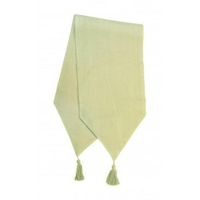 Mr. MJs AG-11319-13x54 Chemin de Table Côtelé avec Pompons, Vert Sauge