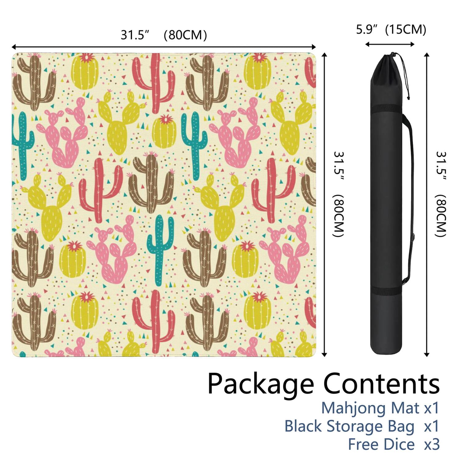 Large Plants Design Mahjong Pad 31.5x31.5 Inches Constructed from Durable Rubber Featuring Anti-Slip Non-Slip Backing and Noise Reduction for Card Games