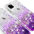 thumbnail image 5 of iPhone 11 Pro Max (2019) Case, Liquid Glitter Floating Bling Sparkle Moving Quicksand Waterfall Girls Women Cute Protective Phone Case with Tempered Glass Screen Protector - Clear/Purple, 5 of 5