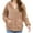 Khaki, variant on Efsteb Womens Fleece Jacket Hooded Single Breasted Long Sleeve Plush Casual Jacket Solid Color for Fall and Winter Everyday Wear Black M