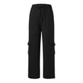 thumbnail image 4 of Women Casual Cargo Sweatpants High Waisted Drawstring Straight Leg Hiking Trousers With Functional Pockets For Everyday Wear Comfortable Sweatpants for Women Relaxed Fit Pant, 4 of 7