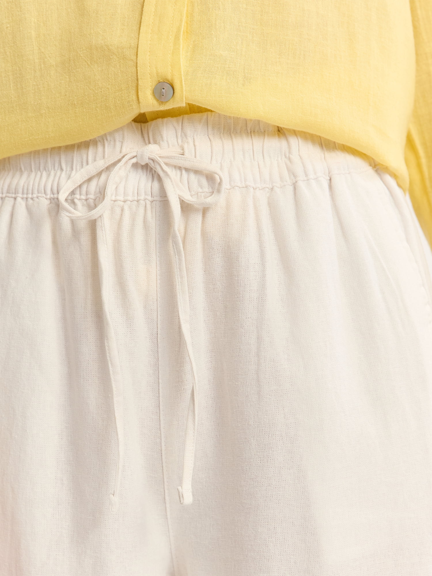 Time and Tru Women's and Women's Plus Wide Leg Linen Blend Pants, 29" Inseam, Sizes XS-4X