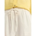 thumbnail image 2 of Time and Tru Women's and Women's Plus Wide Leg Linen Blend Pants, 29" Inseam, Sizes XS-4X, 2 of 5