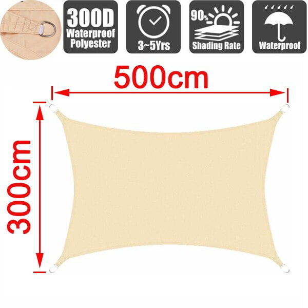 Beige Waterproof Shade Sail Square Rectangle Triangle Shade Cloth