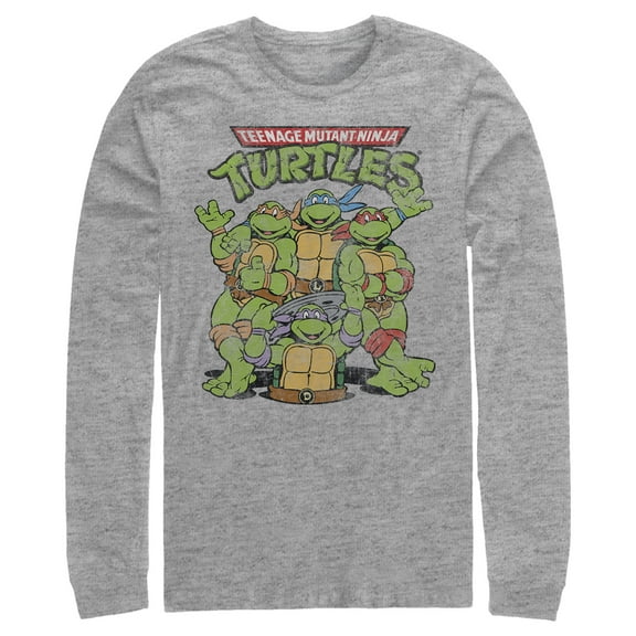 Men's Teenage Mutant Ninja Turtles Best Friend Shot Long Sleeve Shirt Athletic Heather Medium