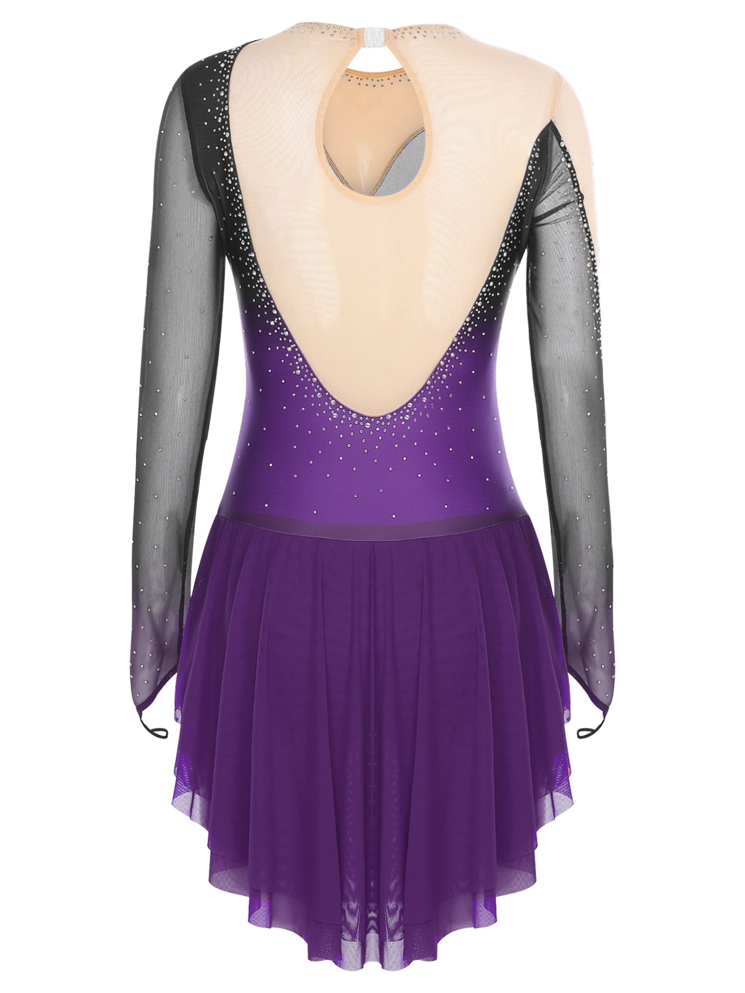 iiniim Womens Glittery Figure Skating Gradient Dress Gymnastics Active Costume Purple XL