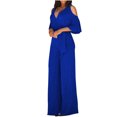 thumbnail image 2 of Tumotour Jumpsuits for Women Summer Long Sleeve Ruffle Rompers Comfortable Workout Wide Leg Long Pants Casual Solid Color Loose Overalls with Pockets for Trendy Beach Vacation Outfits, 2 of 6