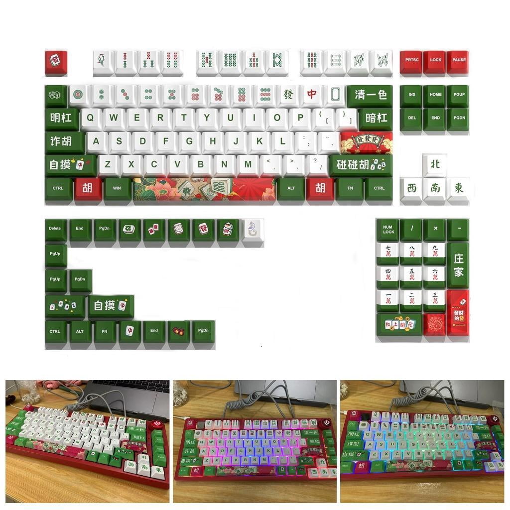 Mahjong Keycaps Original Height Square Keycap Heat Sublimated for Mechanical Keyboard Switches Keycaps Replacement